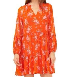 Vince Camuto Orange/Pink 3 Tier Mini Dress